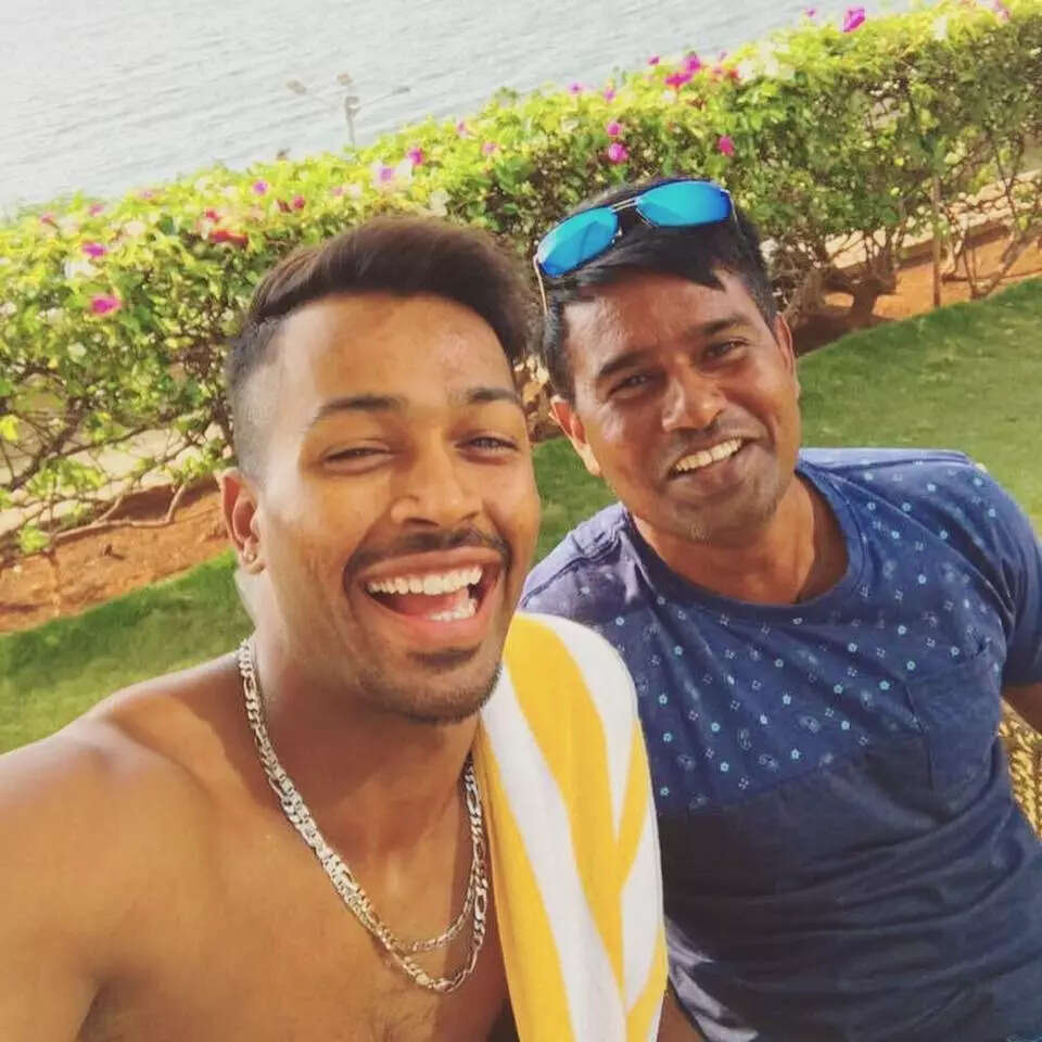 Hardik with coach Jitendra